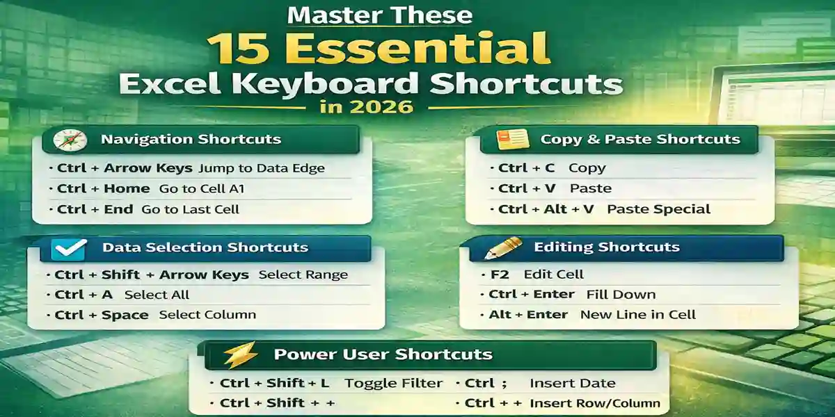 Master These 15 Essential Excel Keyboard Shortcuts in 2026