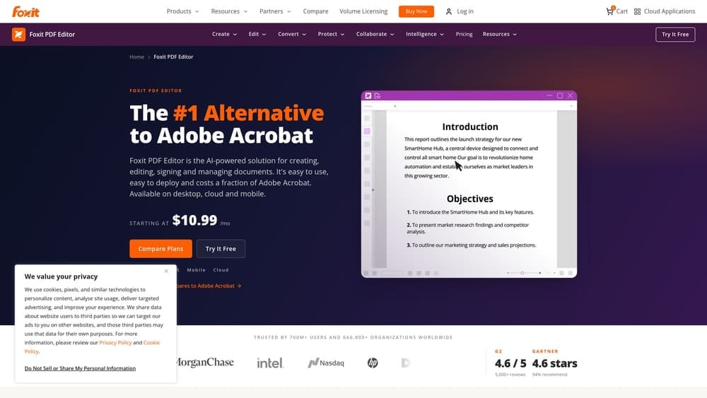 9 Best PDF Editor Software in 2026 (For Every Budget and Use Case) 5 Screenshot of Foxit PDF Editor website