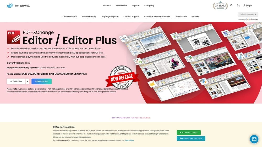 9 Best PDF Editor Software in 2026 (For Every Budget and Use Case) 6 Screenshot of PDF-XChange Editor website