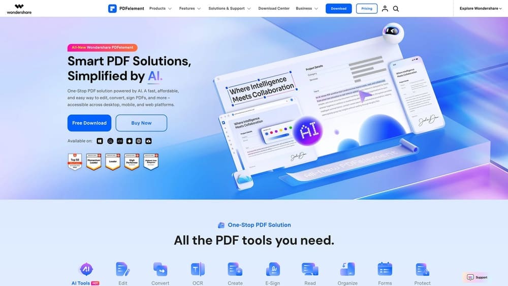 9 Best PDF Editor Software in 2026 (For Every Budget and Use Case) 7 Screenshot of Wondershare PDFelement website