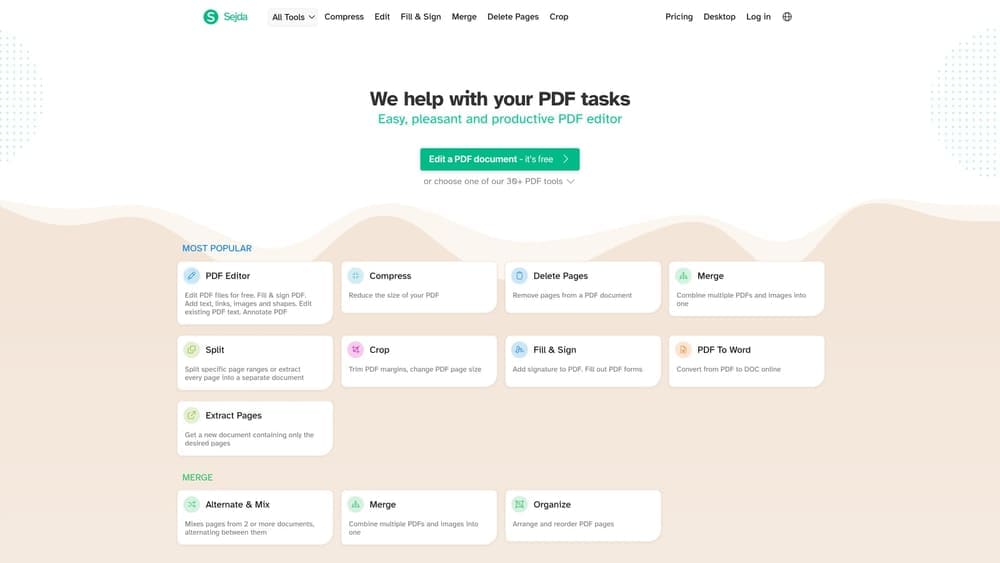 9 Best PDF Editor Software in 2026 (For Every Budget and Use Case) 8 Screenshot of Sejda PDF Editor website