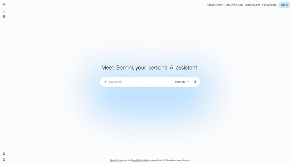 Screenshot of Google Gemini website